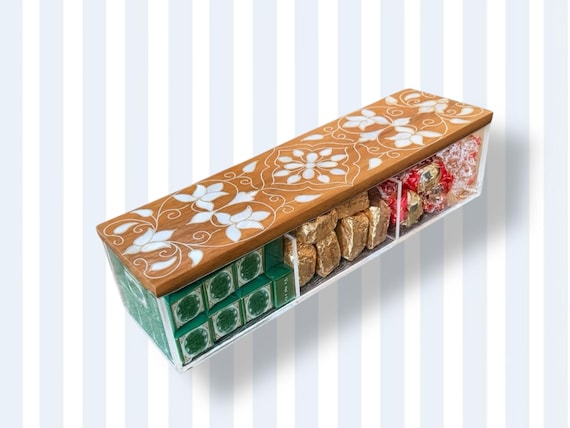 Mother of Pearl Inlay Plexiglass Box: Syrian Art Centerpiece