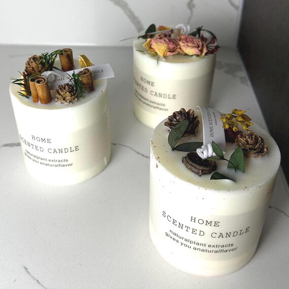 Dried Flower Scented Candles: Natural Fragrance Blend, affordable gift, wellness yoga room decor