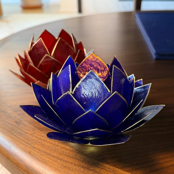 Purple Ombre Lotus Candle Holder – Capiz Shell Tealight – Meditation Decor – Yoga Gift – Floral Centerpiece