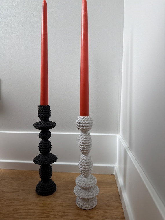 Set of Modern Candle Holders Minimalist black and white Taper Candle Stands