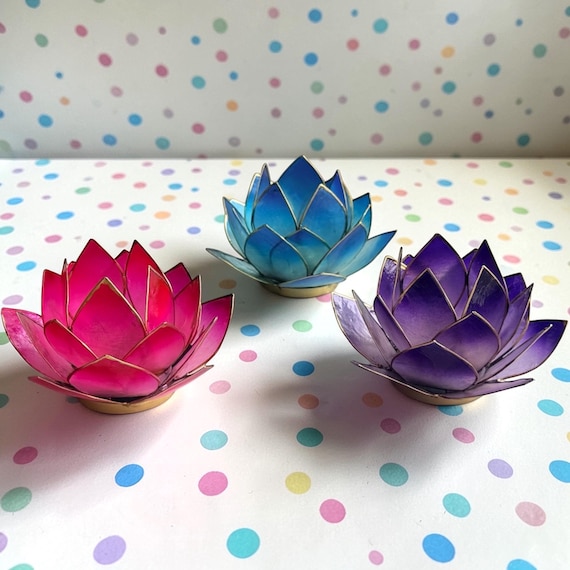 Capiz Shell Lotus Tealight Candle Holder: Bohemian Decor