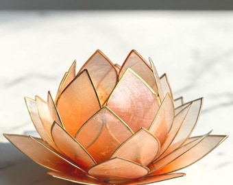 Handmade Capiz Shell Lotus Tealight Holder Meditation Decor