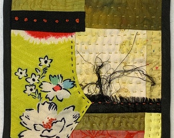 OOAK Small Art Quilt "A Twist Of Lime"