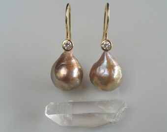 Freshwater Pearl Earrings, Baroque Pearl Drop Earrings, Ripple Pearl Earrings, Pearl Dangle Earrings, Freshwater Pearl Jewelry