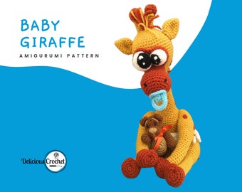 Amigurumi Crochet Pattern Giraffe and Teddy Bear Baby Animal Doll Toy PDF English or Spanish