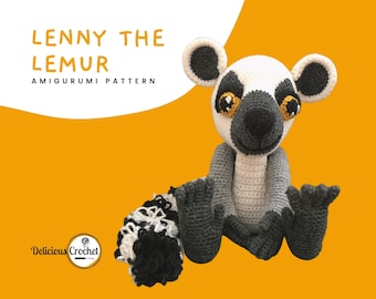 Patron amigurumi au crochet Lenny Lemur DIY Téléchargement numérique instantané au format PDF