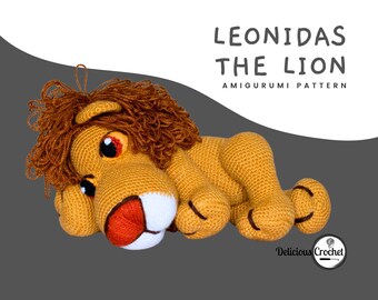 Patron Amigurumi Lion au crochet Leonidas Amigurumi Animal Doll, patron PDF anglais ou espagnol