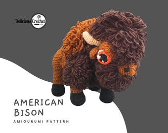 Modèle Amigurumi au crochet, bison d'Amérique, buffle, bricolage en téléchargement numérique