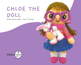 Amigurumi Pattern Crochet Chloe Doll and Bunny DIY Instant Digital Download PDF