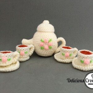 Amigurumi Pattern Crochet Mini Tea Set and Cupcakes DIY Digital Download image 3