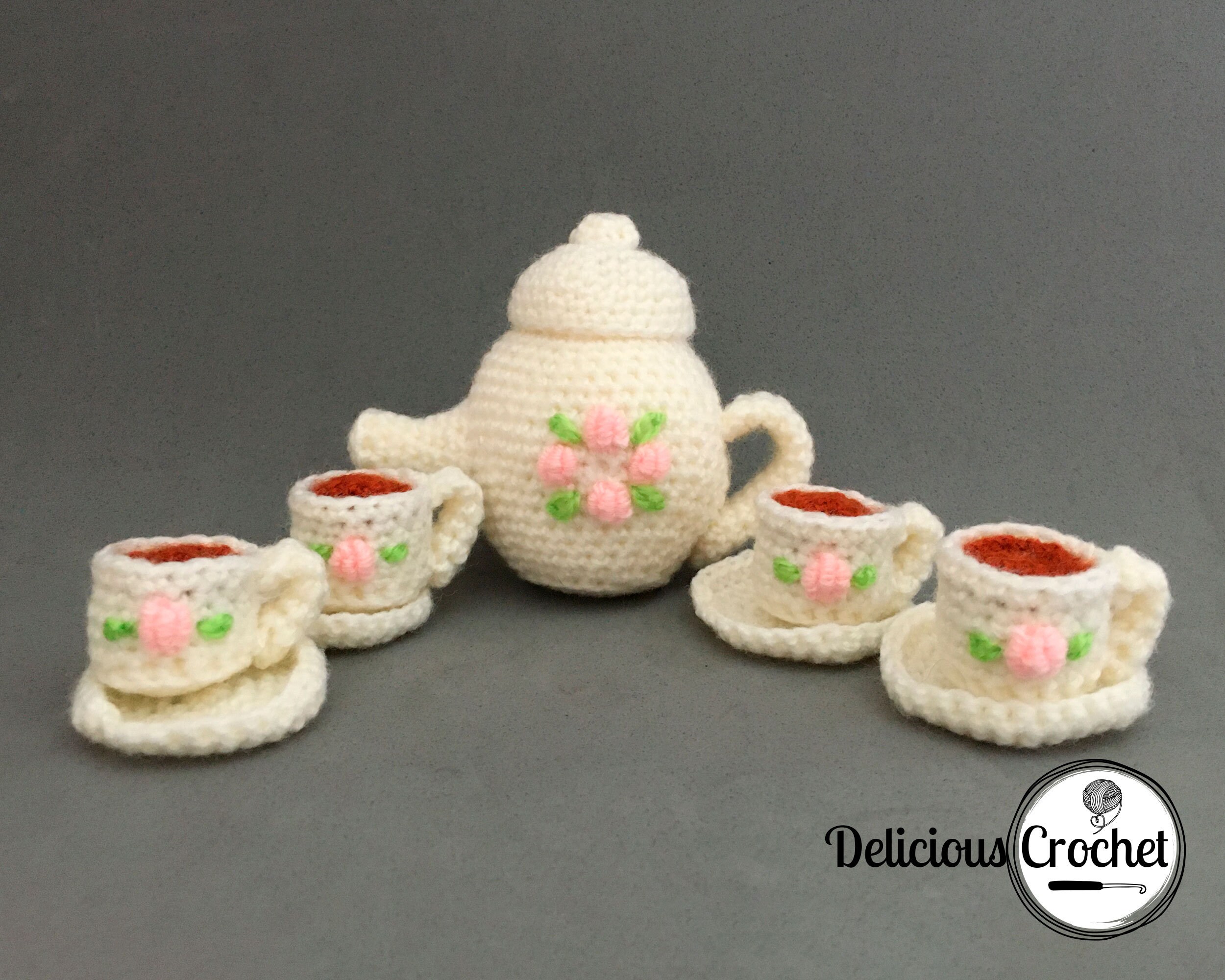 Amigurumi Pattern Crochet Mini Tea Set and Cupcakes DIY Etsy