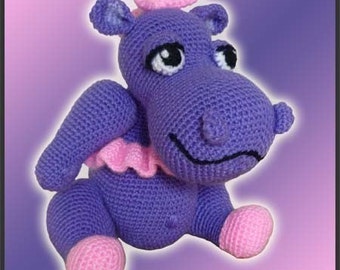 Amigurumi Pattern Crochet Ballerina Hippo Hippopotamus Doll DIY Instand Digital Download PDF