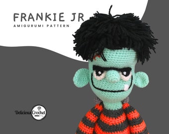 Amigurumi Pattern Crochet Frankenstein Monster Frankie JR Doll Halloween PDF English or Spanish