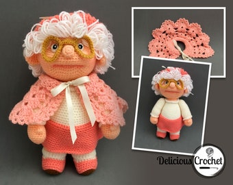 Modèle Amigurumi au crochet pour poupée grand-mère en téléchargement numérique