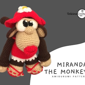 Amigurumi Pattern Crochet Miranda Monkey Doll Animal Chimpanzee Ape DIY Instant Digital Download PDF English or Spanish language