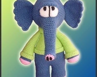 Amigurumi Pattern Crochet Waldo Elephant Doll DIY Instant Digital Download PDF
