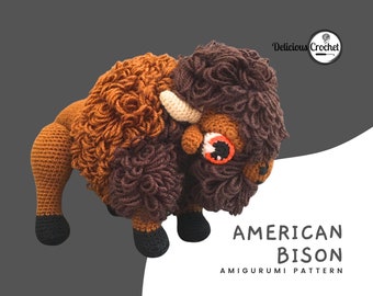 Amigurumi Pattern Crochet American Bison Buffalo DIY Instant Digital Download PDF