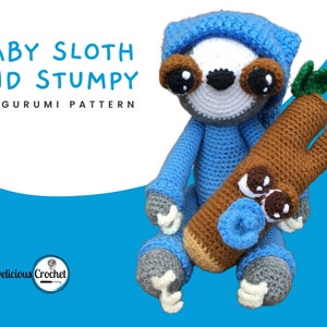 Amigurumi Pattern Crochet Baby Sloth and Stumpy Doll Animal Toy Set PDF English or Spanish