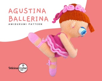 Amigurumi Pattern Crochet Agustina Ballerina Doll DIY Instant Digital Download PDF