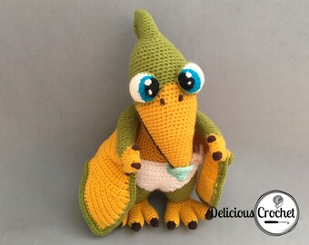 Amigurumi Pattern Crochet Baby Pterosaur Dinosaur DIY Digital Download