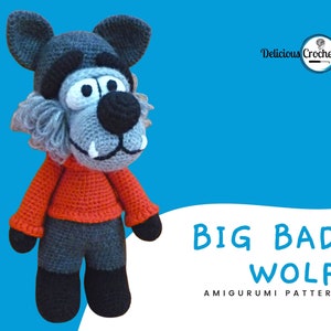 Amigurumi Pattern Crochet Big Bad Wolf DIY Digital Download