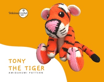 Amigurumi Pattern Crochet Tiger Tony Wild Animal Cat Toy Doll PDF Pattern English or Spanish