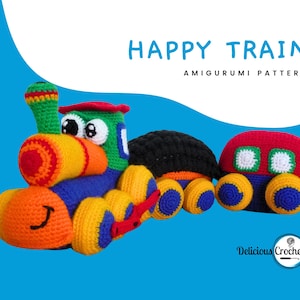 Train Crochet Amigurumi Pattern PDF – Crochet Toy Pattern for Kids – DIY Train Plushie – Digital Download Tutorial in English or Spanish