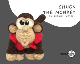 Amigurumi Pattern Crochet Chuck Monkey Chimpanzee Doll DIY Digital Download