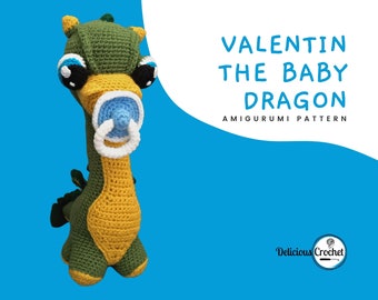 Amigurumi Pattern Crochet Dragon Baby Dragoon Animal Reptile Doll Toy PDF English or Spanish