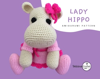 Amigurumi Hippo Crochet Pattern – DIY Beginner-Friendly Hippo Plushie Tutorial, PDF Download for Handmade Crochet Gifts & Kids’ Toys
