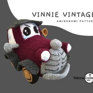 Classic Car Crochet Pattern – Amigurumi Vehicle PDF – DIY Crochet Vintage Car Plushie – Digital Download Tutorial English or Spanish