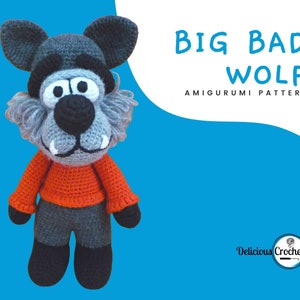 Amigurumi Pattern Crochet Big Bad Wolf DIY Instant Digital Download PDF