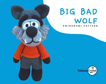 Amigurumi Pattern Crochet Big Bad Wolf DIY Instant Digital Download PDF