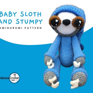 Amigurumi Pattern Crochet Baby Sloth and Stumpy Doll Animal Toy Set PDF ...