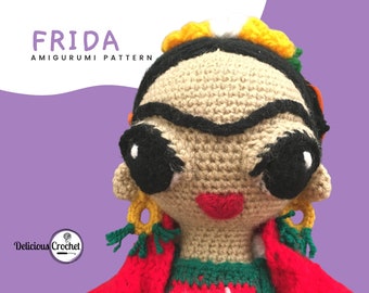 Amigurumi Pattern Crochet Doll Frida Kahlo Toy Mexican Painter