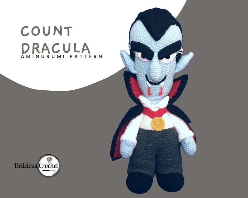 Amigurumi Pattern Crochet Count Dracula Vampire Doll Halloween PDF English or Spanish