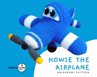 Amigurumi Crochet Pattern Howie the Airplane Plane Vehicle Toys For Kids PDF English Or Spanish
