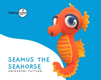 Amigurumi Pattern Crochet Seahorse Hippocampus Fish Sea Creature Animal Doll Toy PDF English or Spanish DIY Digital Download