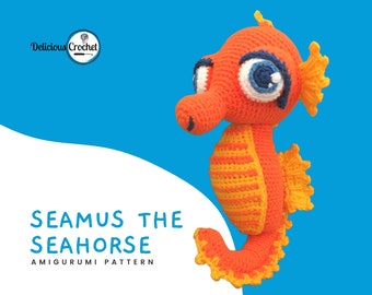 Amigurumi Patron Crochet Caballito de Mar Hipocamo Pez Criatura Marina Muñeco Juguete Tejido Animal PDF Español o Inglés