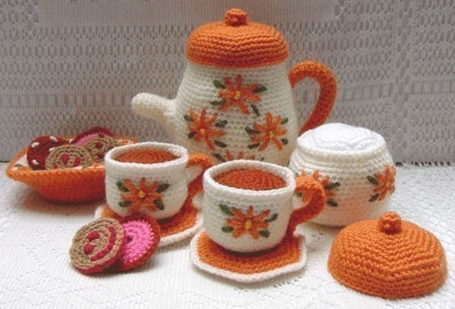 Amigurumi Pattern Crochet Tea Set and Cookies DIY Digital Etsy