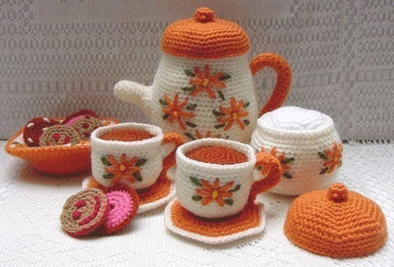 Amigurumi Pattern Crochet Tea Set and Cookies DIY Digital Download image 2