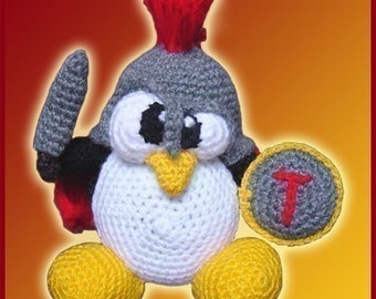 Amigurumi Pattern Crochet Spartan Tux Penguin Doll DIY Instant Digital Download PDF