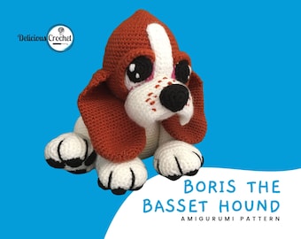 Amigurumi Pattern Crochet Basset Hound Boris Amigurumi Dog Puppy Animal PDF Pattern English or Spanish