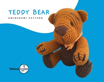 Modèle amigurumi au crochet ours en peluche poupée animal jouet articulé 4 voies PDF anglais ou espagnol