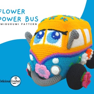 Amigurumi Pattern Crochet Hippie Flower Power Bus DIY Instant Digital Download PDF