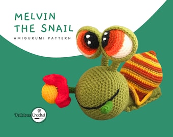 Amigurumi Pattern Crochet Melvin Snail Doll and Flower DIY Instant Digital Download PDF