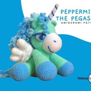 Amigurumi Pattern Crochet Peppermint Pegasus Animal Toy Doll Unicorn DIY Digital Download PDF English or Spanish