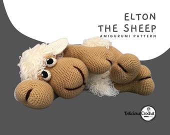 Amigurumi Pattern Crochet Sheep Elton Lamb Doll Animal PDF English or Spanish