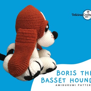 Amigurumi Pattern Crochet Boris Basset Hound Puppy Dog DIY Digital Instant Download PDF