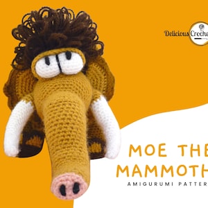 Amigurumi Crochet Pattern Mammoth Animal Prehistoric Toy PDF English or Spanish language